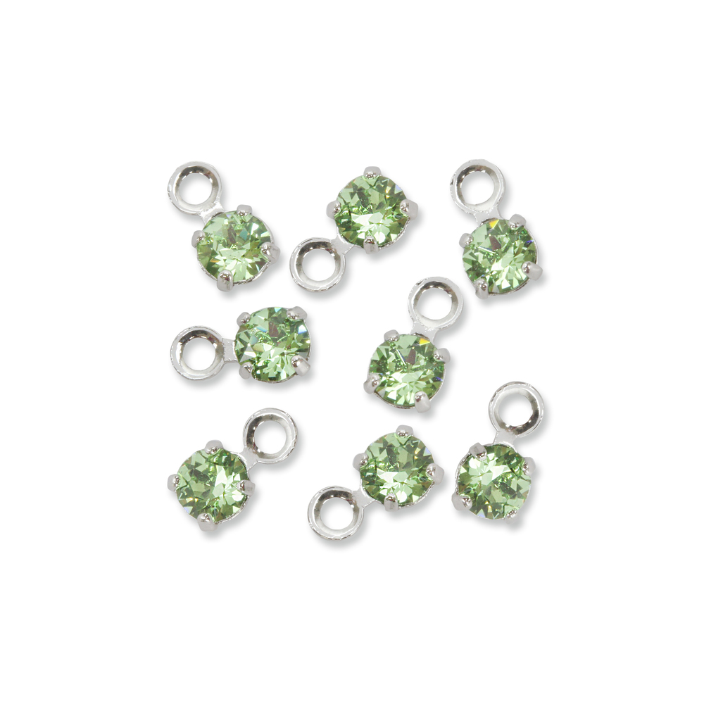Beads & Swarovski Crystals Swarovski 3mm Round Crystal Charm (Peridot - AUGUST), Pack of 8